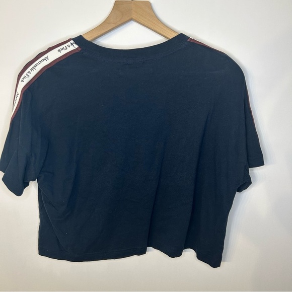 Abercrombie & Fitch Navy Blue Logo Tape Cotton Cropped T-Shirt, Size Small - Picture 9 of 10